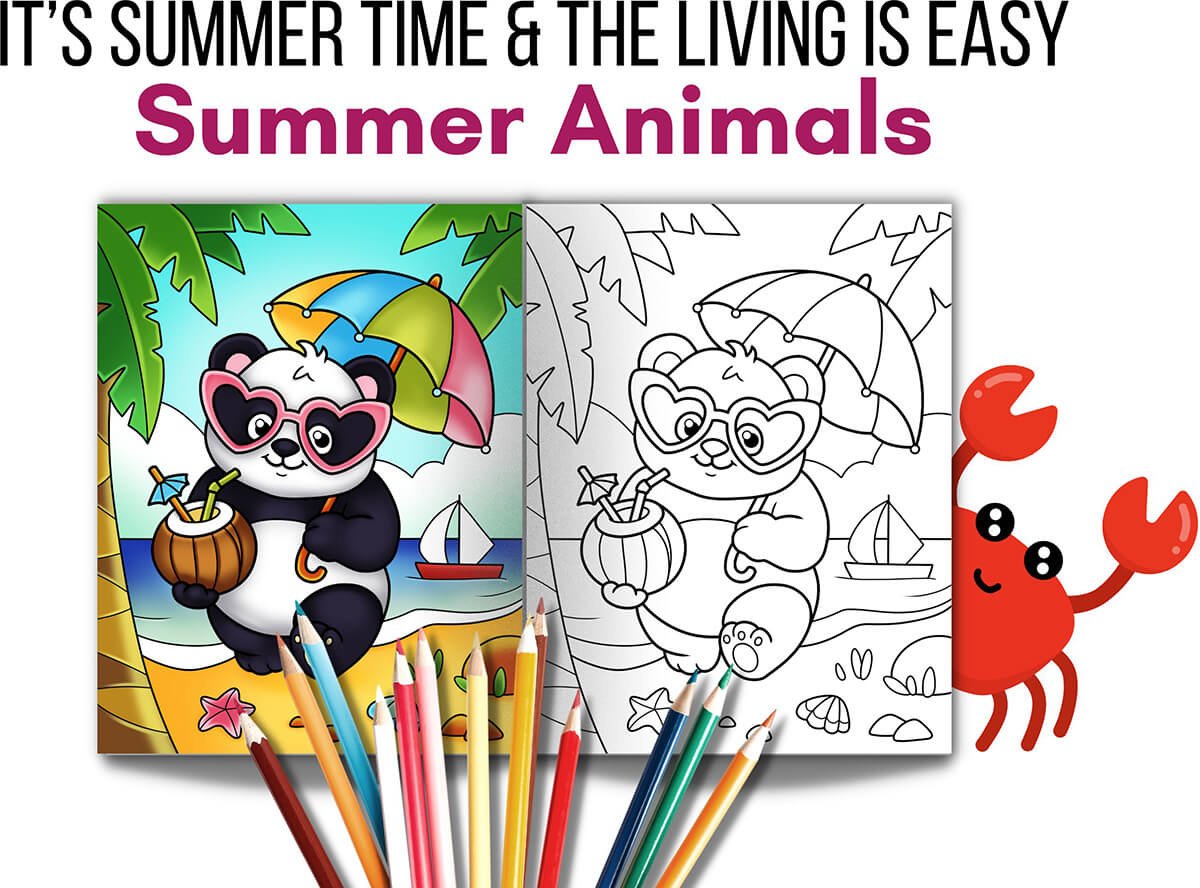 Summer Animals Full Coloring Book Pack
