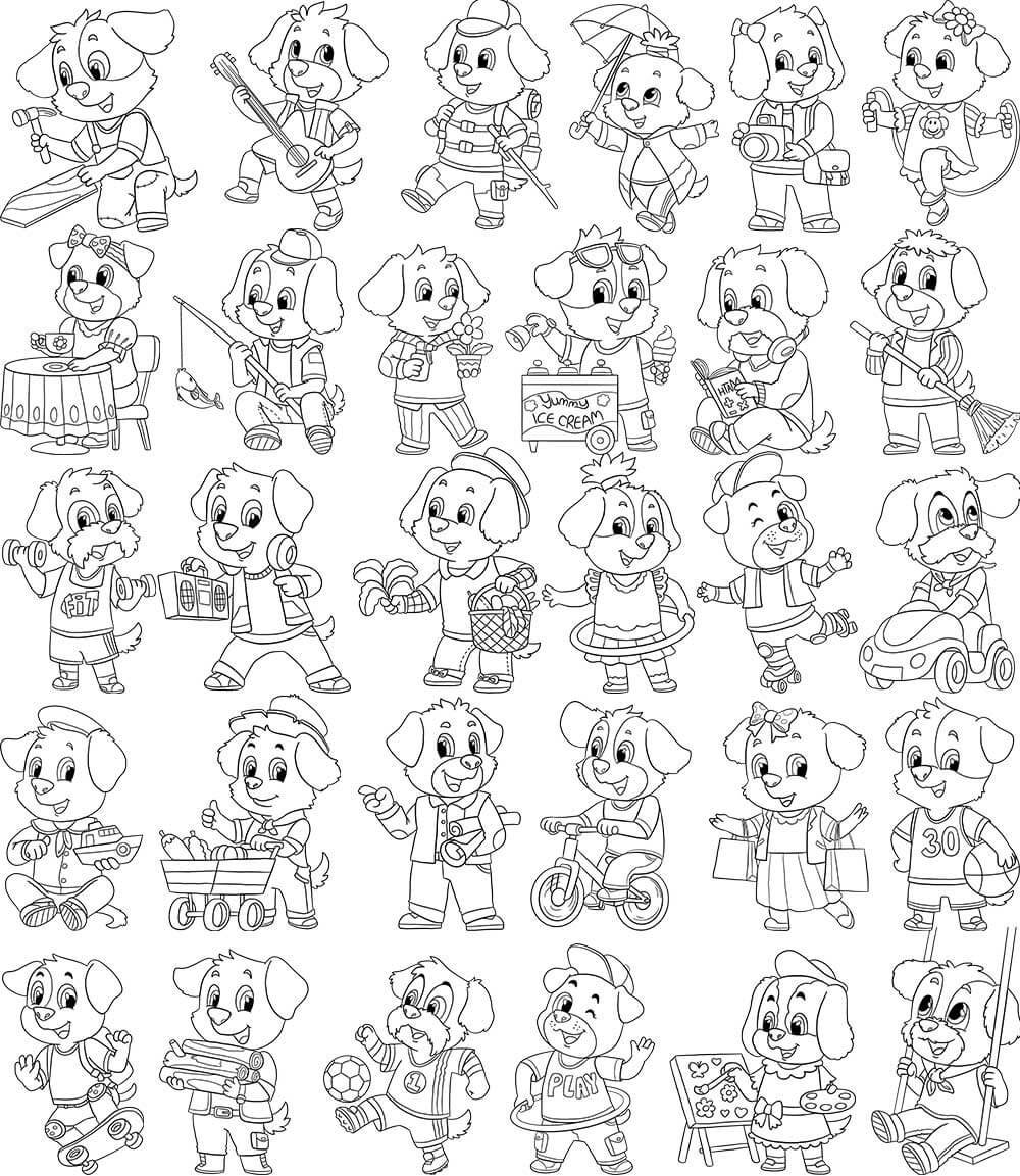 Dog Days Line Art Characters