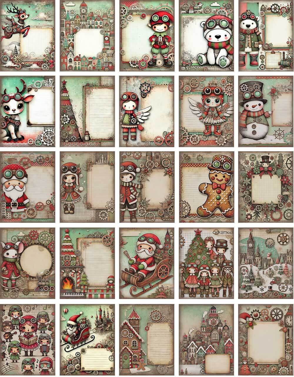 cute christmas steampunk papers