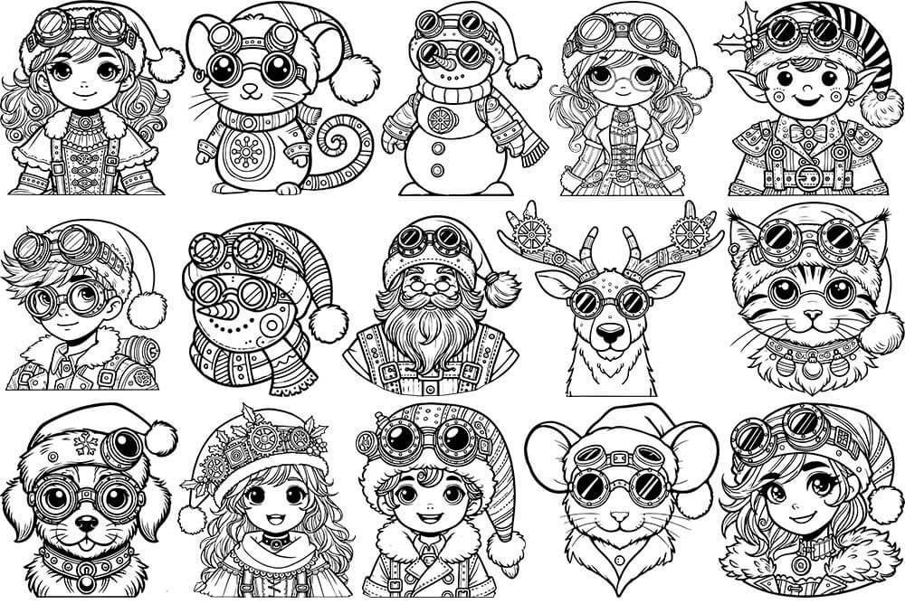 Steampunk Christmas Coloring Images