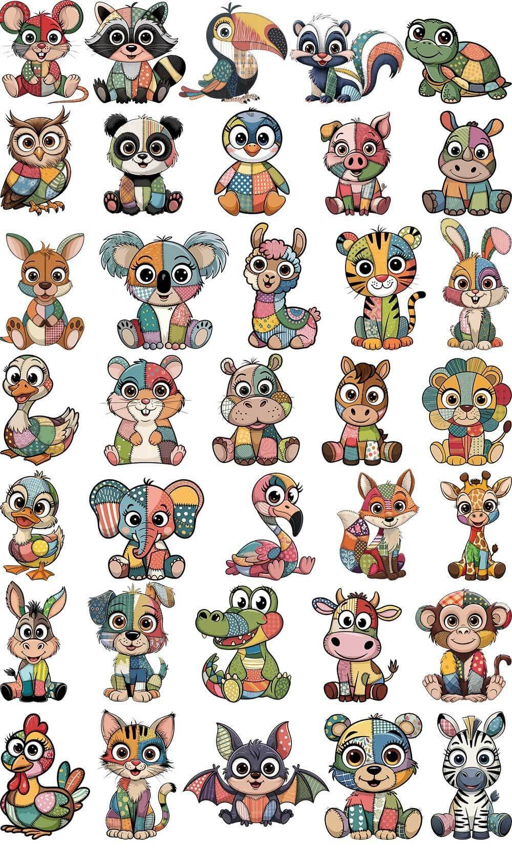 Patchwork Animals Clip Art