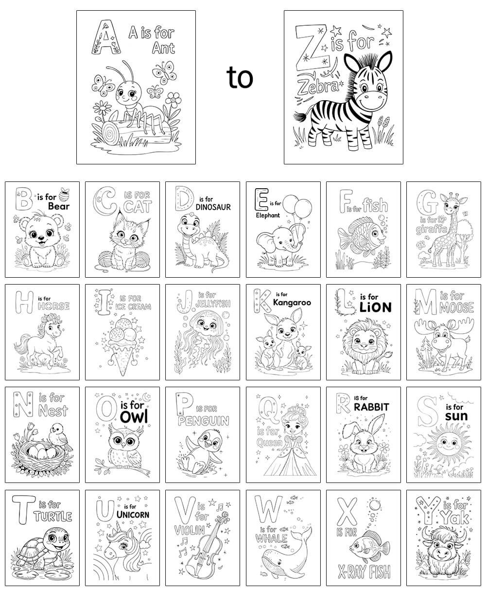 Alphabet Coloring Flash Cards