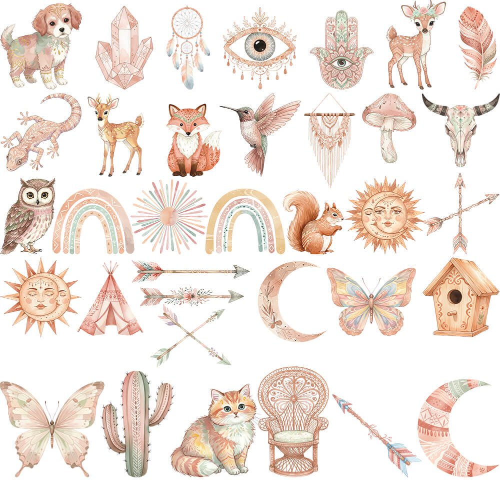 Boho Bright Clip Art