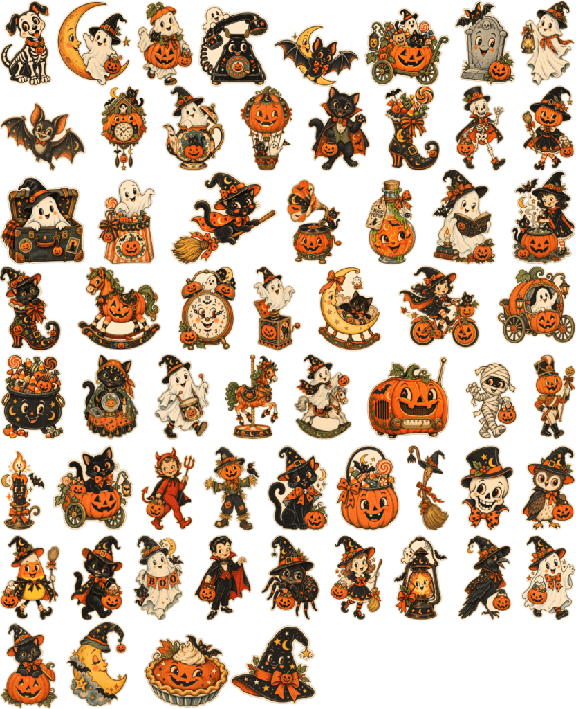 vintage retro halloween clipart
