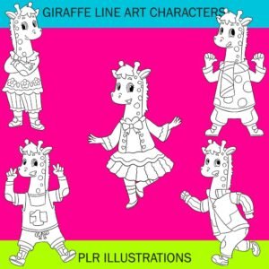 Giraffe line art characters