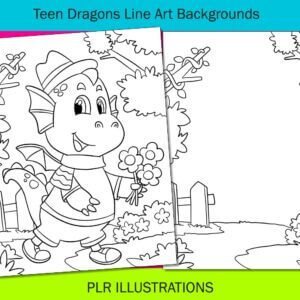 teen dragons line art backgrounds