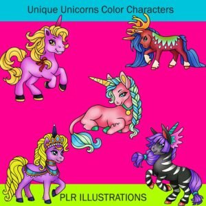 unique unicorns color characters