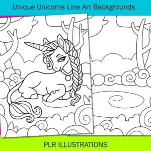 unique unicorns line art backgrounds