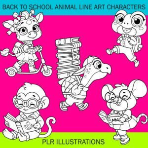 Back to School Line Art Characters