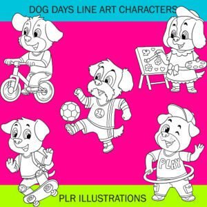 Dog Days Line Art Characters