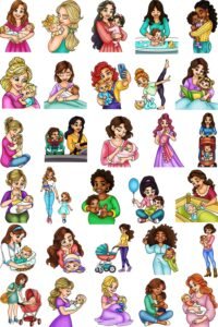Moms and Babies Clip Art