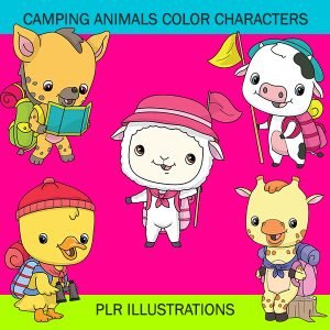 camping animal color characters