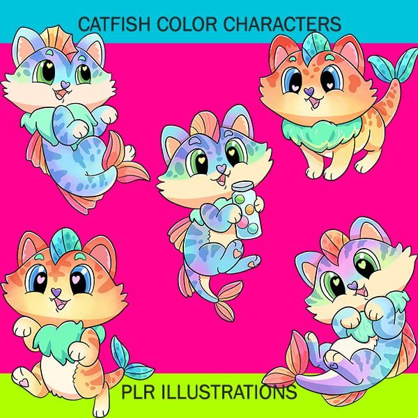 Catfish Color Characters - Color Me Positive PLR