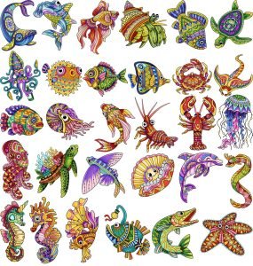 Sea Creature Color Illustrations