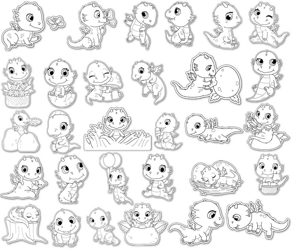 babydragonslineartstickers