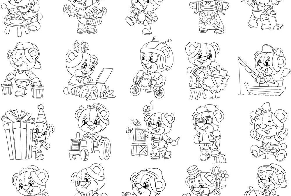 teddy-line-art - Color Me Positive PLR